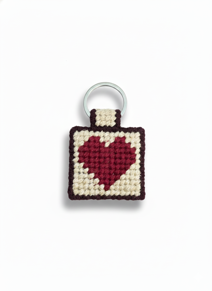Pixel Style Heart Keychain Best Handstitch Keychain