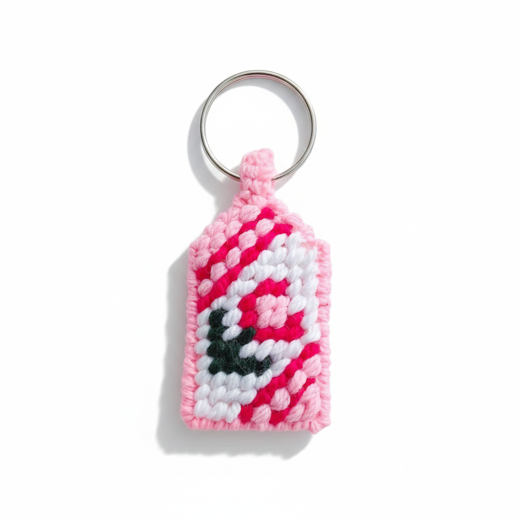 Triple Tiered Needlepoint Heart Keychain for Handbags