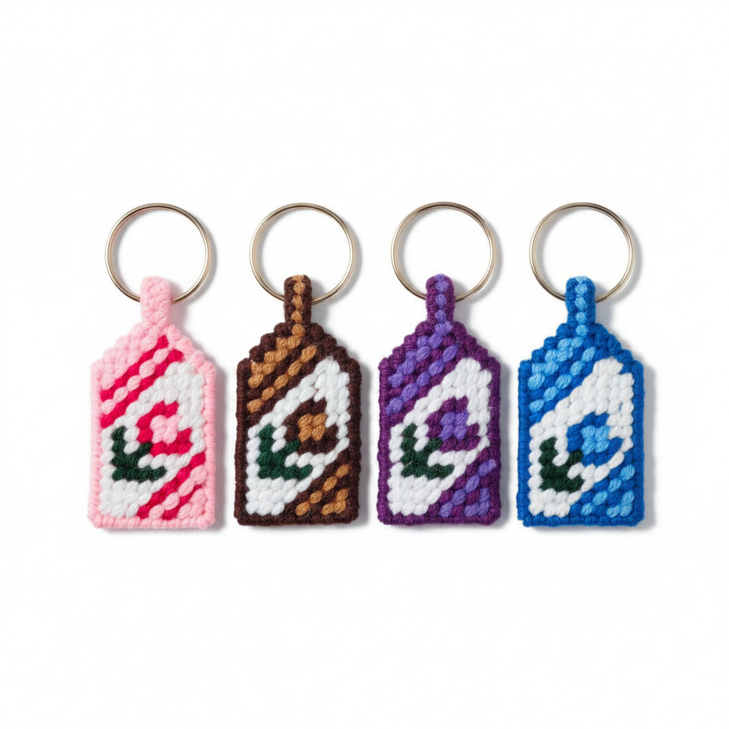 Triple Tiered Needlepoint Heart Keychain for Handbags